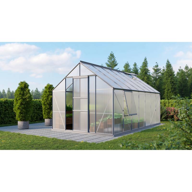 Vitavia Gewächshaus 'Meridian 1 11500' 254,4 x 441 cm mit 6 mm Hohlkammerplatten aluminiumfarben von Vitavia
