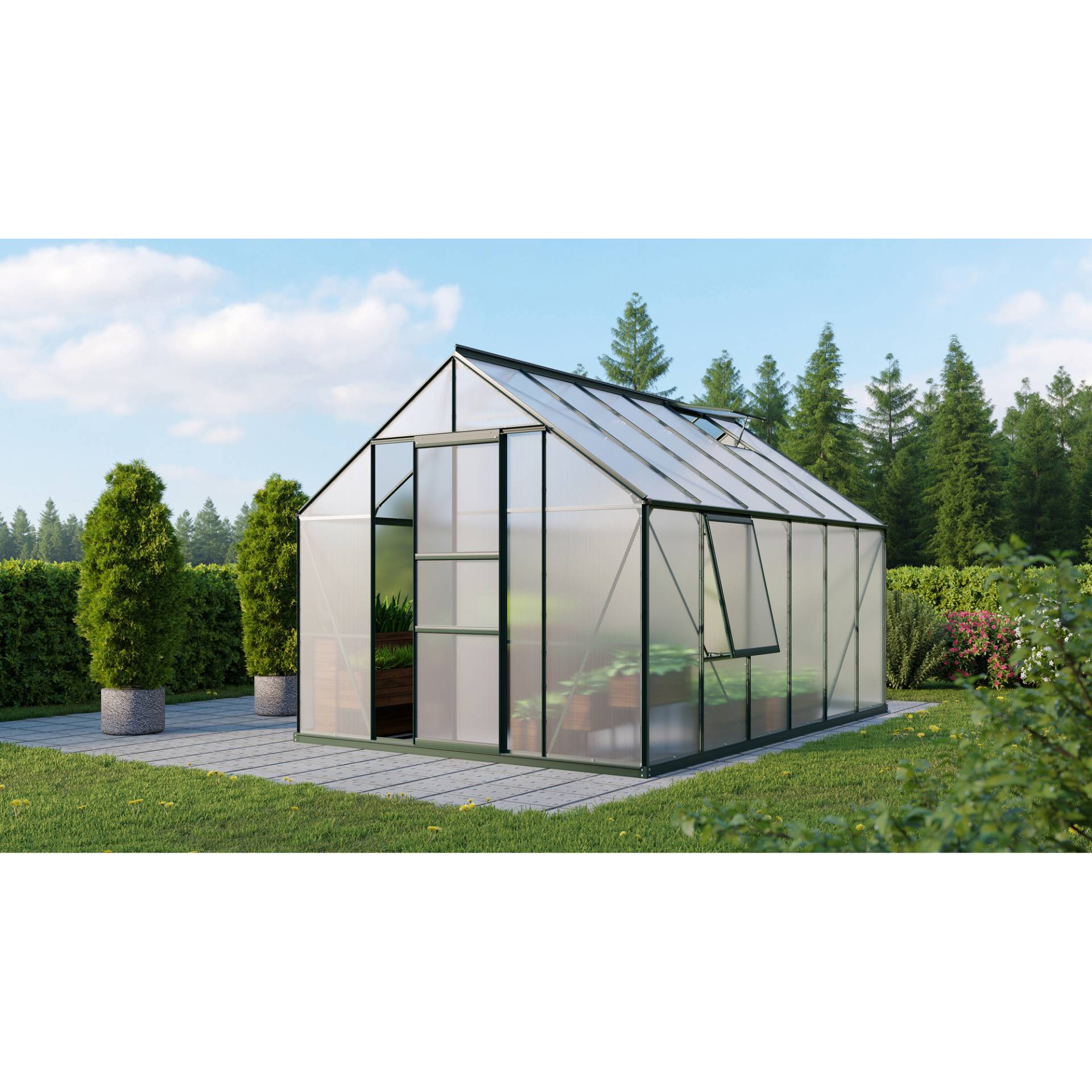 Vitavia Gewächshaus 'Meridian 1 9900' 254,4 x 378,8 cm mit 4 mm Hohlkammerplatten smaragdfarben Vitavia Gewächshaus 'Meridian 1 9900' 254,4 x 378,8 cm mit 4 mm Hohlkammerplatten smaragdfarben von Vitavia