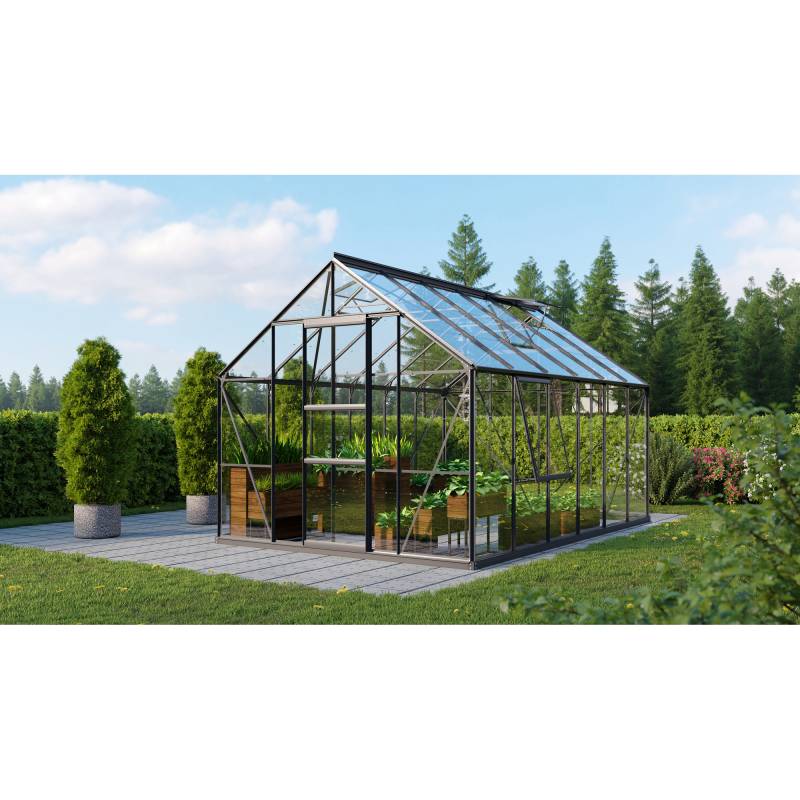 Vitavia Gewächshaus 'Meridian 1 9900' 254,4 x 378,8 cm mit 3 mm Sicherheitsglas schwarz von Vitavia