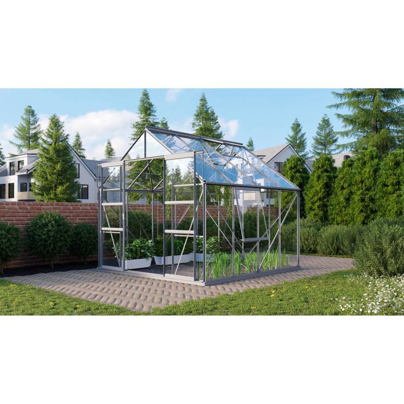 Vitavia Gewächshaus 'Meridian 2 6700' 254,4 x 254,4 cm mit 3 mm Sicherheitsglas aluminiumfarben von Vitavia