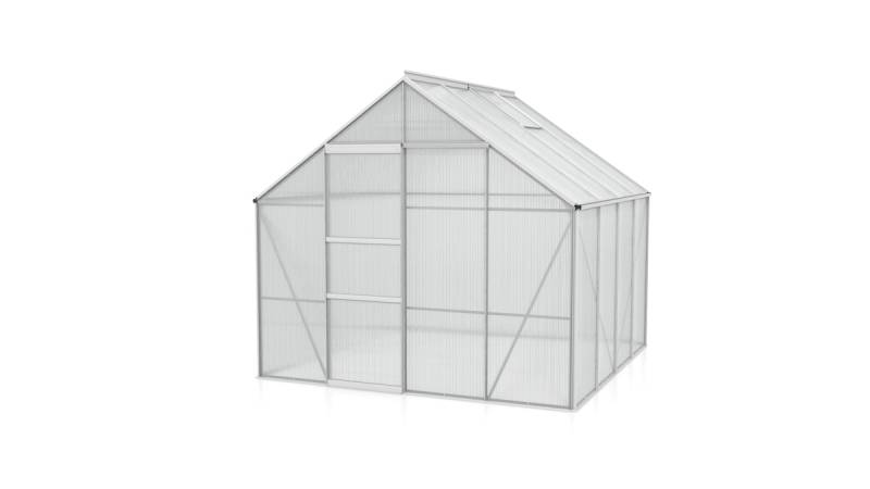 Vitavia Gewächshaus Merkur 6700 inkl. 2 Dachfenstern - 6,7 m² -Alu-blank eloxiert-6 mm Hohlkammerplatten von Vitavia