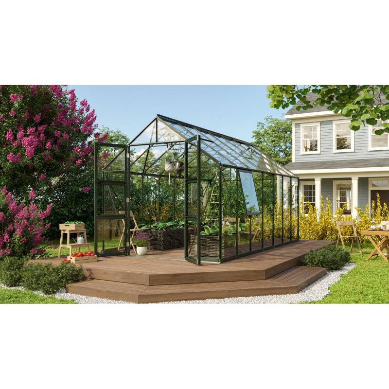 Vitavia Gewächshaus 'Olymp 11500' 254,4 x 441 cm mit 3 mm Sicherheitsglas schwarz von Vitavia