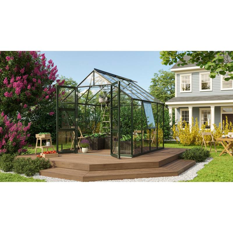 Vitavia Gewächshaus 'Olymp 6700' 254,4 x 254,4 cm mit 3 mm Sicherheitsglas smaragdfarben von Vitavia