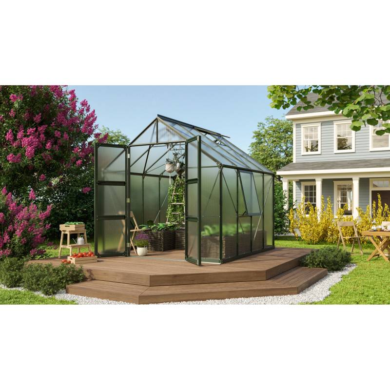Vitavia Gewächshaus 'Olymp 6700' 254,4 x 254,4 cm mit 4 mm Hohlkammerplatten smaragdfarben von Vitavia