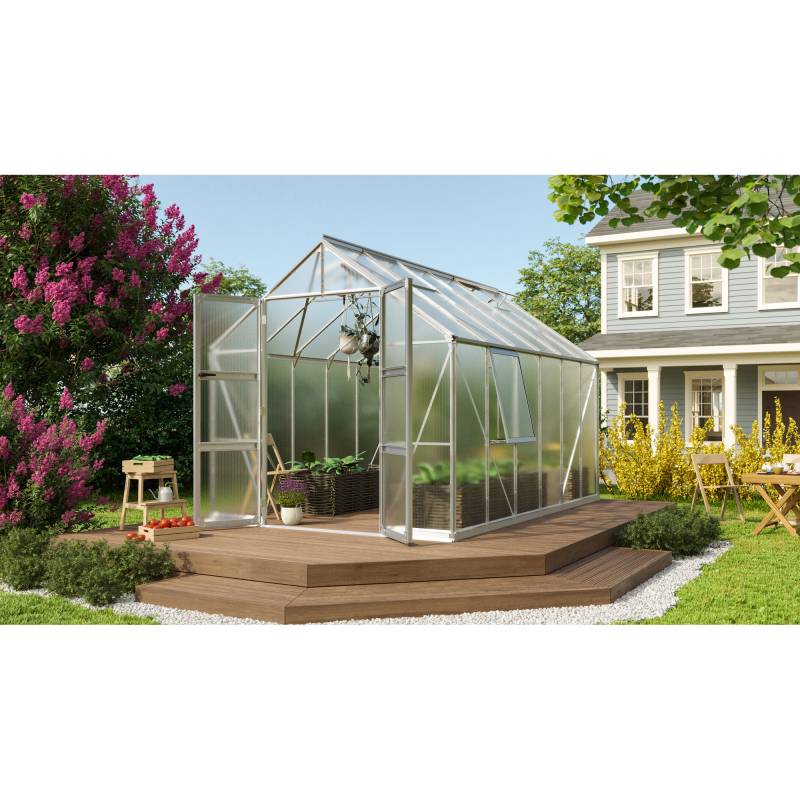 Vitavia Gewächshaus 'Olymp 9900' 254,4 x 378,8 cm mit 4 mm Hohlkammerplatten aluminiumfarben von Vitavia