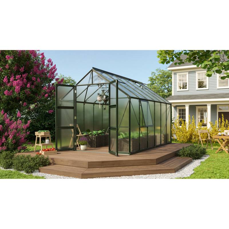 Vitavia Gewächshaus 'Olymp 9900' 254,4 x 378,8 cm mit 6 mm Hohlkammerplatten smaragdgrün von Vitavia