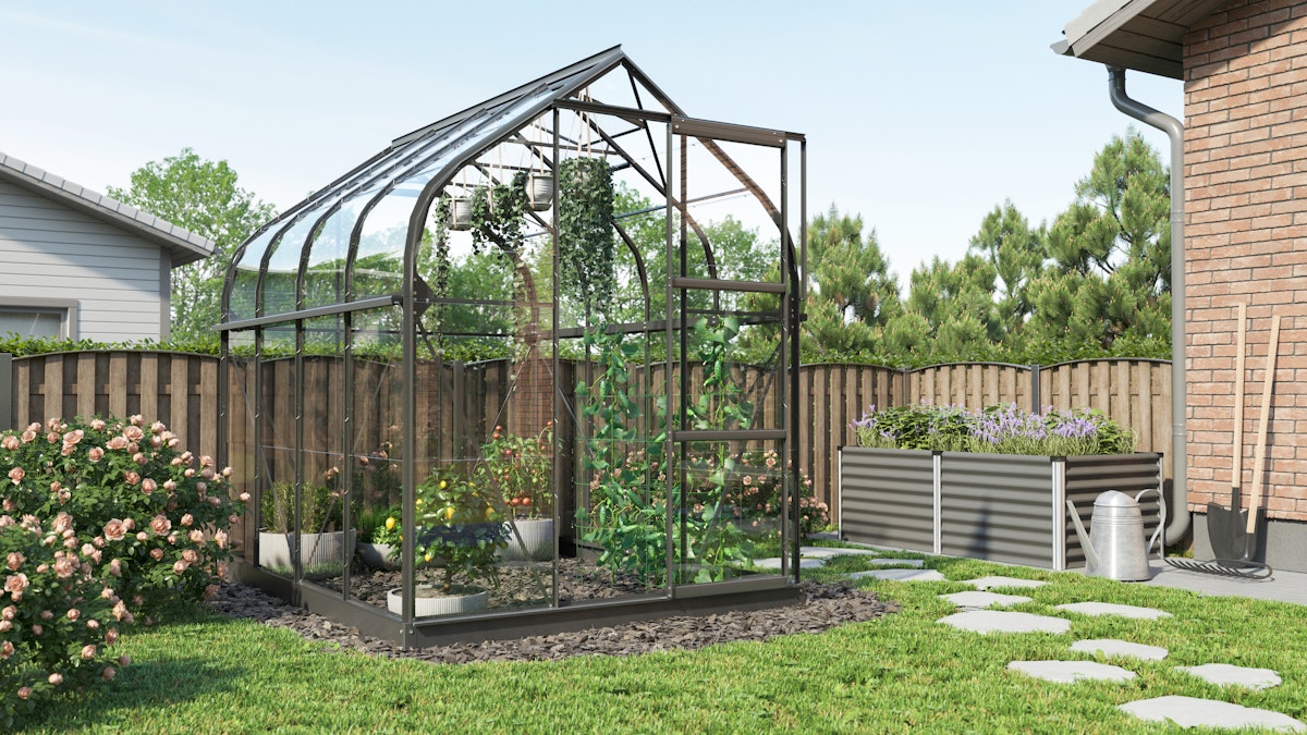 Vitavia Gewächshaus Orion 5000 inkl. 1 Dachfenster - 5,0 m²-schwarz von Vitavia