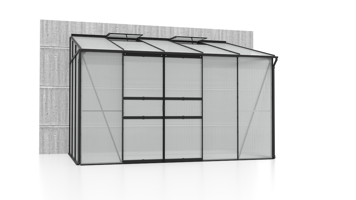 Vitavia Gewächshaus Osiris/Ida 6500 inkl. 2 Dachfenster - 6,5 m² 6 mm Hohlkammerplatten schwarz von Vitavia