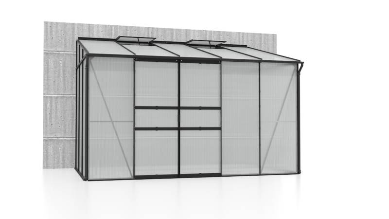 Vitavia Gewächshaus Osiris/Ida 6500 inkl. 2 Dachfenster - 6,5 m² 6 mm Hohlkammerplatten schwarz von Vitavia