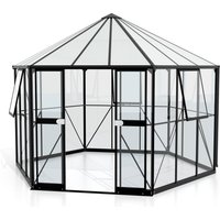 Vitavia Gewächshaus Pavillion 9 m² inkl. Fundamentrahmen - 383x333x284cm - schwarz - Aluminium / Glas / Glas von Vitavia