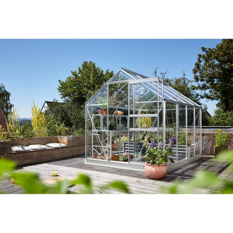 Vitavia Gewächshaus 'Planet 5000' 192,2 x 254,4 cm mit 3 mm Sicherheitsglas aluminiumfarben von Vitavia
