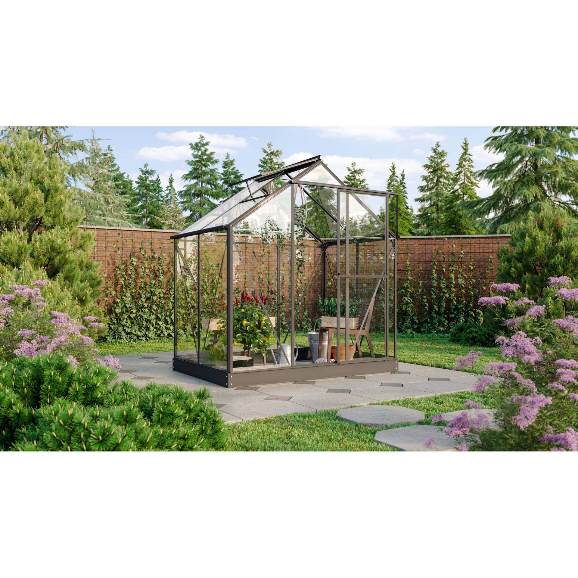 Vitavia Gewächshaus 'Triton 2500' 190,4 x 128,9 cm mit 3 mm Sicherheitsglas schwarz von Vitavia