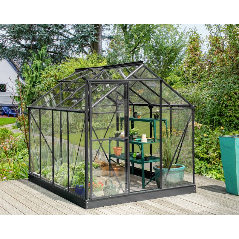 Vitavia Gewächshaus 'Triton 5000' 190,4 x 253,5 cm mit 3 mm Sicherheitsglas aluminiumfarben von Vitavia