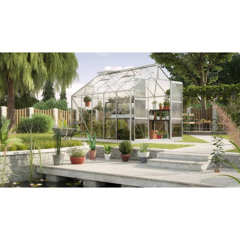 Vitavia Gewächshaus 'Uranus 8300' 257 x 321 cm mit 3 mm Sicherheitsglas aluminiumfarben von Vitavia
