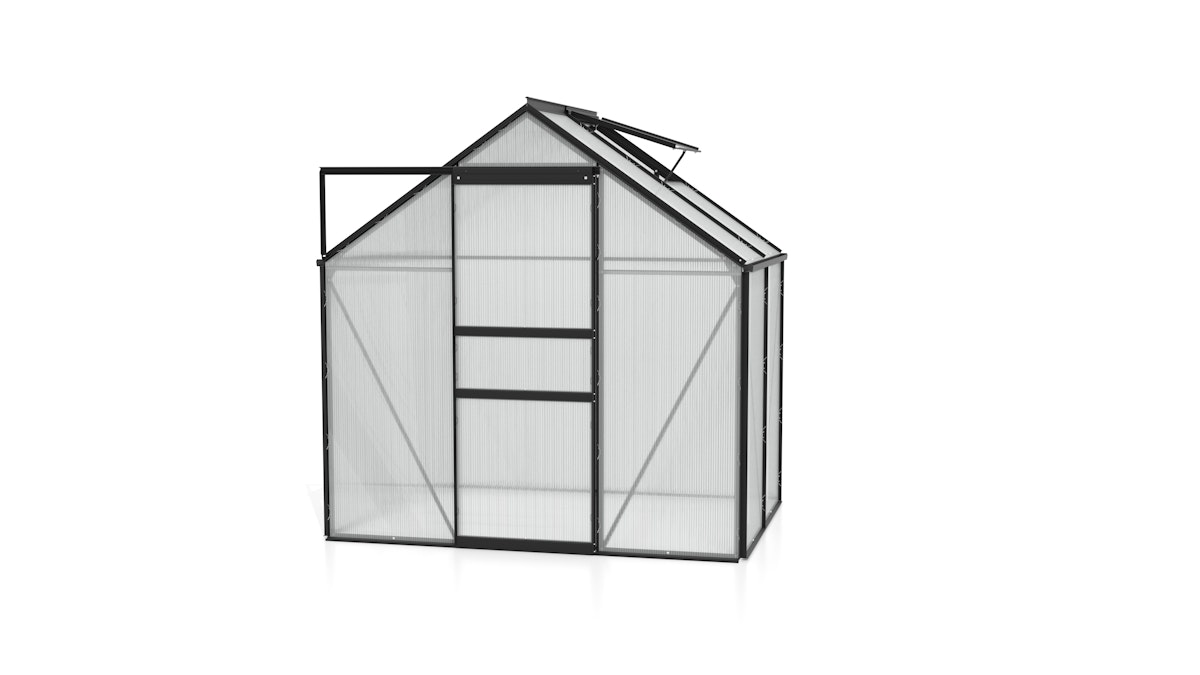 Vitavia Gewächshaus Venus 2500 inkl. 1 Dachfenster - 2,5 m²-schwarz-4 mm Hohlkammerplatten von Vitavia