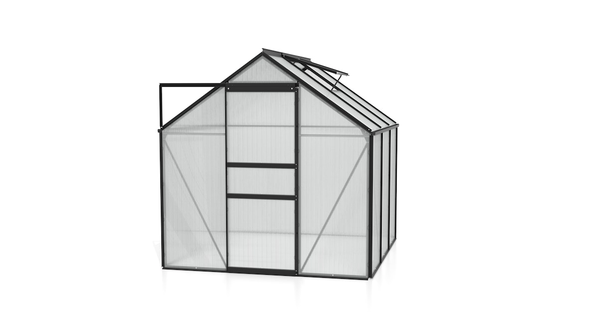Vitavia Gewächshaus Venus 3800 inkl. 1 Dachfenster - 3,8 m²-schwarz-6 mm Hohlkammerplatten von Vitavia