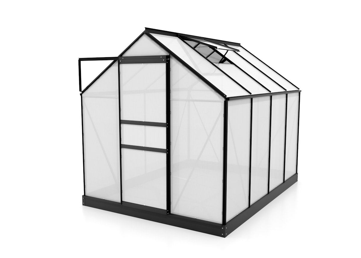 Vitavia Gewächshaus Venus 5000 inkl. 1 Dachfenster - 5,0 m²-schwarz-4 mm Hohlkammerplatten von Vitavia