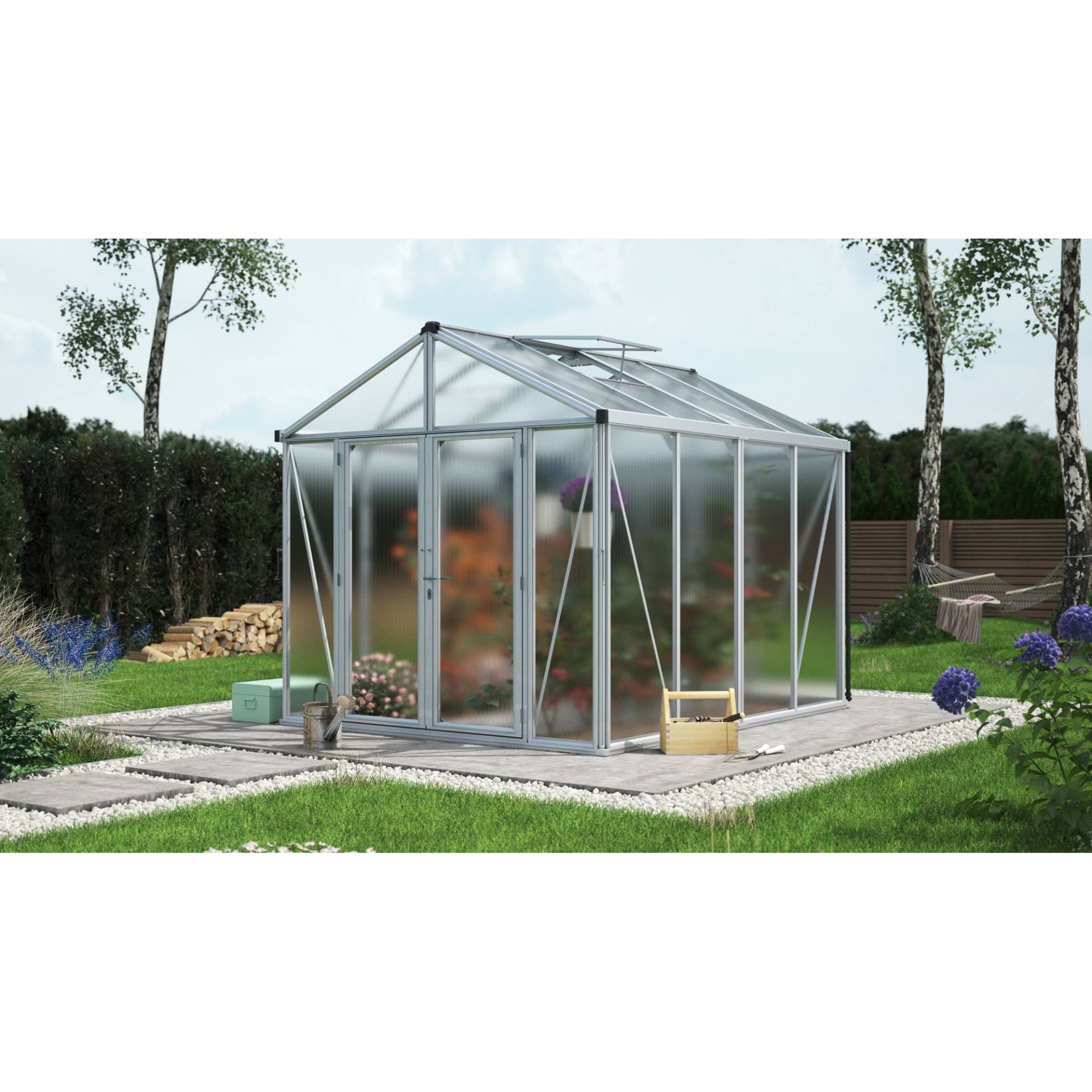 Vitavia Gewächshaus 'Zeus Comfort 8100' 266,2 x 324,2 cm mit 10 mm Hohlkammerplatten aluminiumfarben Vitavia Gewächshaus 'Zeus Comfort 8100' 266,2 x 324,2 cm mit 10 mm Hohlkammerplatten aluminiumfarben von Vitavia