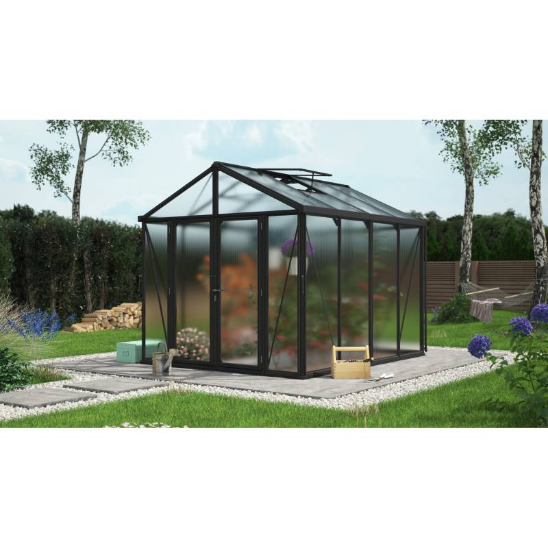 Vitavia Gewächshaus 'Zeus Comfort 8100' 266,2 x 324,2 cm mit 10 mm Hohlkammerplatten schwarz von Vitavia
