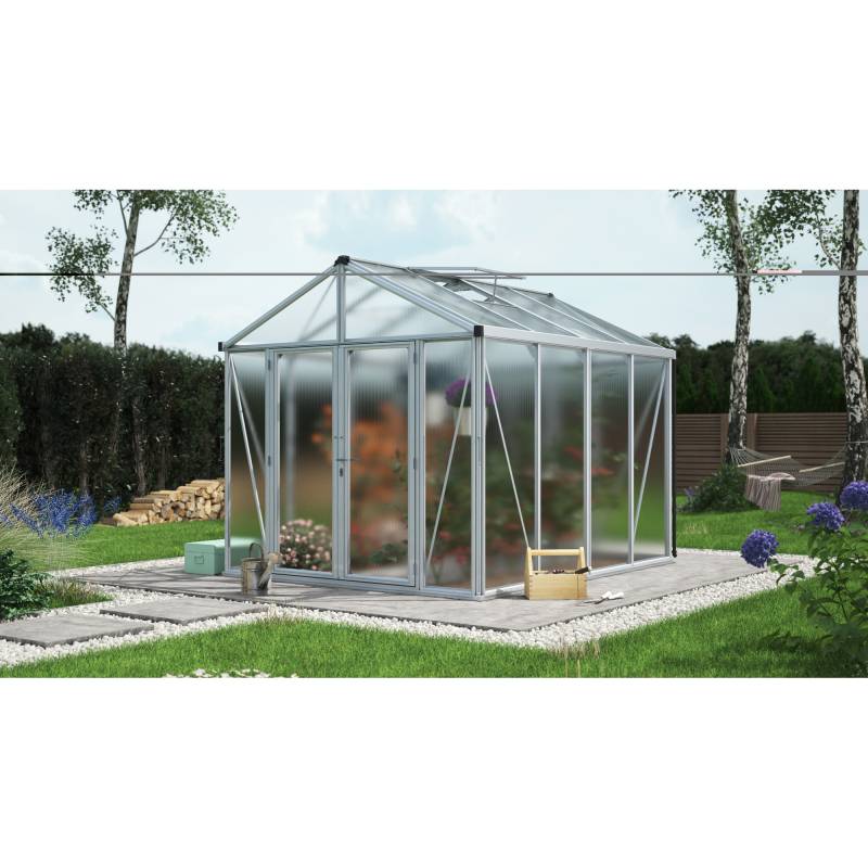 Vitavia Gewächshaus 'Zeus Comfort 8100' 266,2 x 324,2 cm mit 16 mm Hohlkammerplatten aluminiumfarben von Vitavia