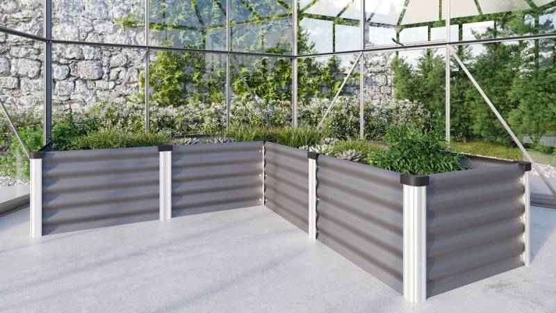 Vitavia Hochbeet Meta IN&OUT 401 M 185 x 185 cm 40 cm Granitgrau mit alufarbenen Profilen von Vitavia
