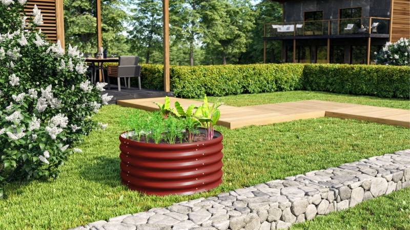 Vitavia Hochbeet Terra Rund 82 x 82 x 40 cm rubin von Vitavia