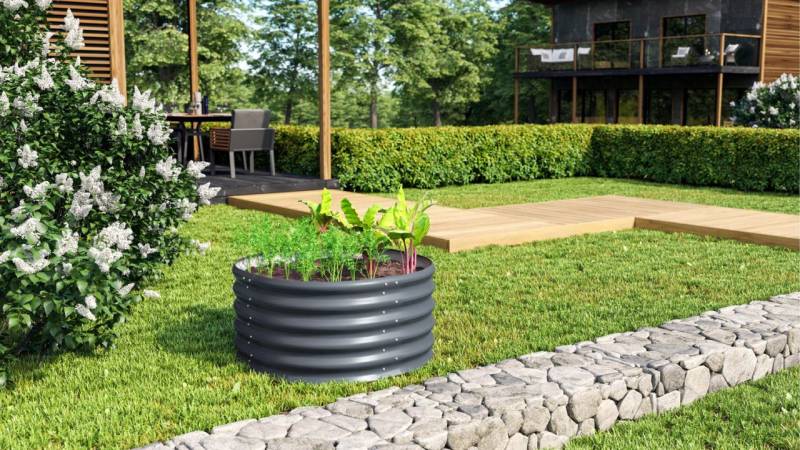 Vitavia Hochbeet Terra Rund 82 x 82 x 40 cm granit von Vitavia