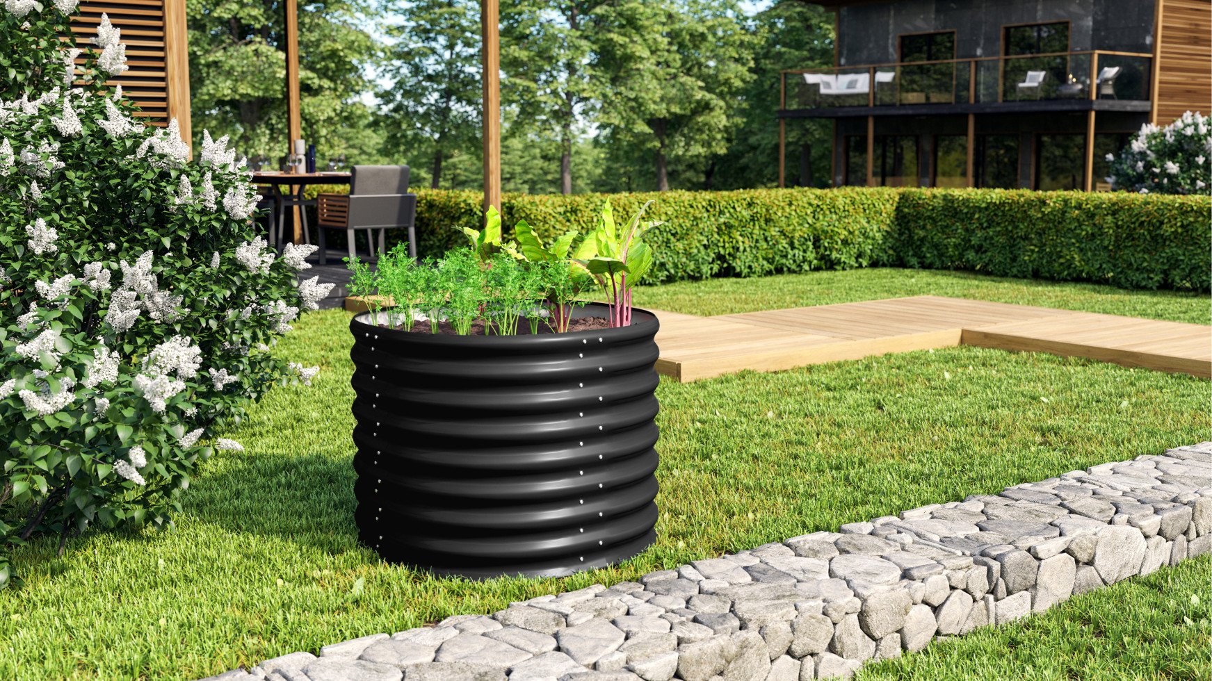 Vitavia Hochbeet Terra Rund 630 82 x 82 x 63 cm schwarz von Vitavia