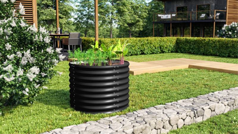Vitavia Hochbeet Terra Rund 630 82 x 82 x 63 cm schwarz von Vitavia