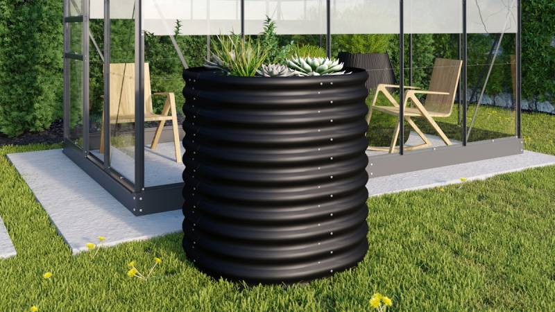 Vitavia Hochbeet Terra Rund 82 x 82 cm - 200/360/500 l 86 cm schwarz von Vitavia