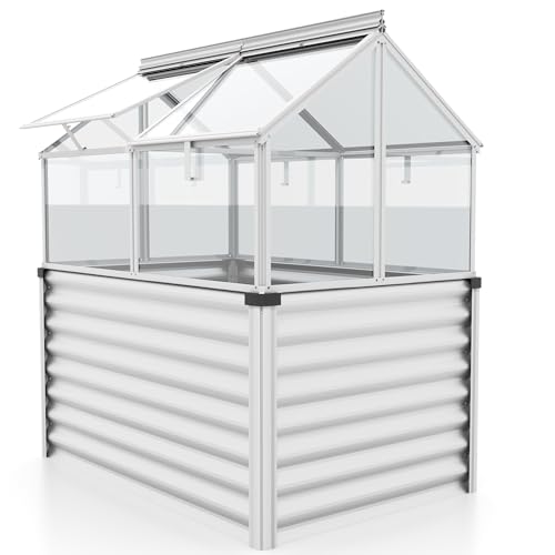 Vitavia Hochfrühbeet “Paris“ | Hochbeet & Frühbeet in Einem | Aluminium Eloxiert | 3 mm ESG-Sicherheitsglas | Wetterfest, Verstellbare Dachfenster & Abnehmbarer Aufsatz | Optimale Wachstumsbedingungen von Vitavia