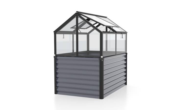 Vitavia Hochfrühbeet Zola mit 4 Dachfenstern  B 127 x T 89 x H 135 cm 135 cm 3 mm Einscheibensicherheitsglas schwarz von Vitavia