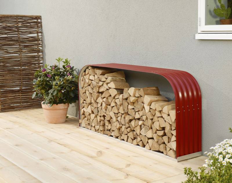 Vitavia Kaminholzregal Lignum Quer B 210 x T 40 x H 100 cm Rubinrot von Vitavia