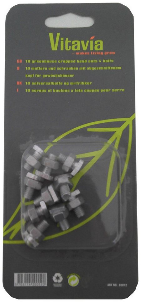 Vitavia Schrauben-Set Alu, Hammerkopf, zum Nachrüsten von Vitavia Gewächshäusern, (Packung), 10 Universalschrauben mit Muttern von Vitavia