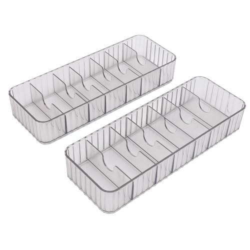 Vitdipy Kabel-Management-Box, 2 Stück Kabelmanagement-Box mit 20 Kabelbindern, stapelbar, transparenter Netzkabel-Organizer mit 7 Fächern, Elektronik-Organizer für Büro, Zuhause von Vitdipy