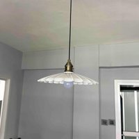 Hängelampe Aus Weißem Metall, 34 cm Industrielle Landhaus-Deckenleuchte, E27-Fassung, Moderne Rustikale Beleuchtung von Viteoni