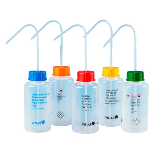 Vitlab VITsafe LDPE Sicherheitsspritzflasche mit Transparent Vent-Cap Schraubverschluss/Spritzrohr, Weithals, GL 45 Gewinde, Methylenchlorid, 500ml Kapazität, 76mm Durchmesser, 166mm Höhe, 6 Stück Vitlab VITsafe LDPE Sicherheitsspritzflasche mit Transparent Vent-Cap Schraubverschluss/Spritzrohr, Weithals, GL 45 Gewinde, Methylenchlorid, 500ml Kapazität, 76mm Durchmesser, 166mm Höhe, 6 Stück von Vitlab
