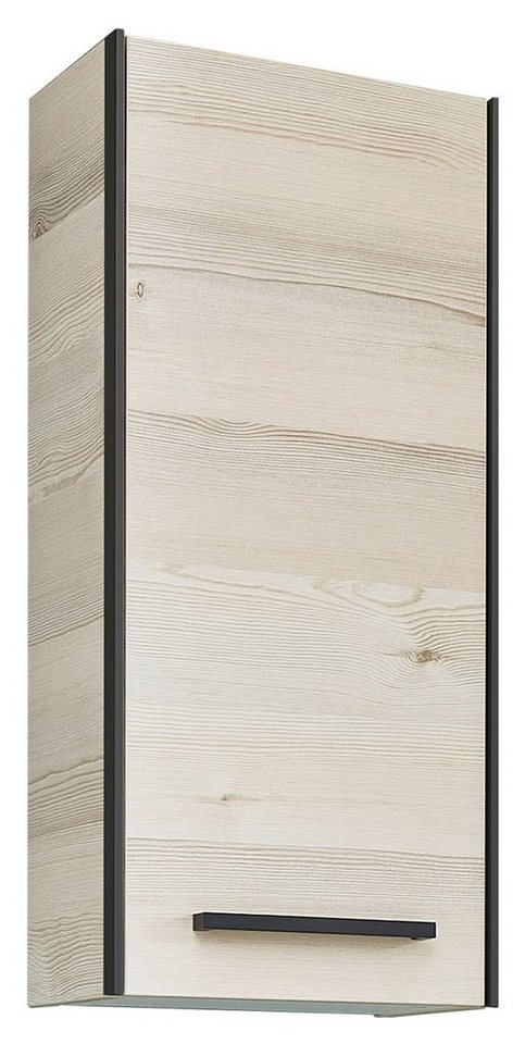 Vito Aufsatzschrank ALOMI, Polar Pinie Dekor, Schwarz, 1 Tür, B 30 x H 70 x T 33 cm, Badmöbel von Vito