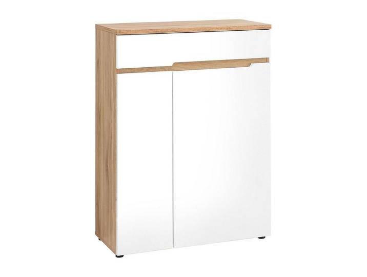 Vito Kommode CLYDE, Mauvella Eiche Dekor, Weiß supermatt, 2 Türen, 1 Schublade, B 80 x H 107 x T 38 cm, braun von Vito