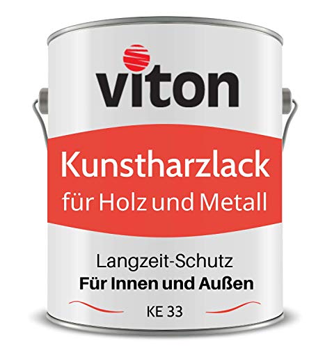 Viton Kunstharzlack für Holz und Metall - 0,7 Kg Alkydharzlack für Außen - Einschichtig, Glänzend, Weiß - Bootslack-Qualität - Lange Haltbar & Widerstandsfähig - KE 33 - RAL 9016 Verkehrsweiß von Viton
