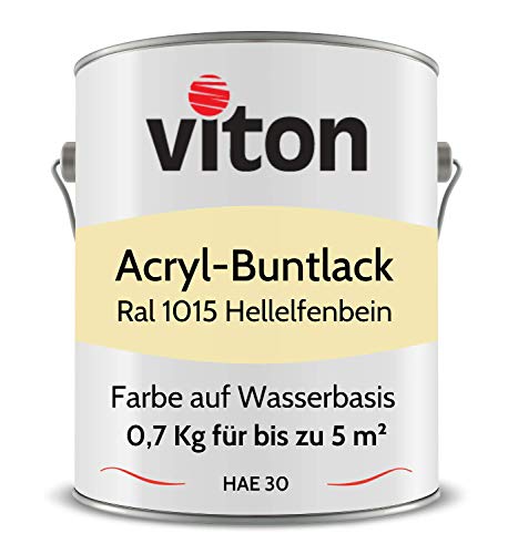 Viton Buntlack 0,7 Kg Beige - Seidenmatt - Für Außen und Innen - 3in1 Grundierung & Lack - HAE 30 - Nachhaltige Farbe auf Wasserbasis für Holz, Metall & Stein - RAL 1015 Hellelfenbein von Viton