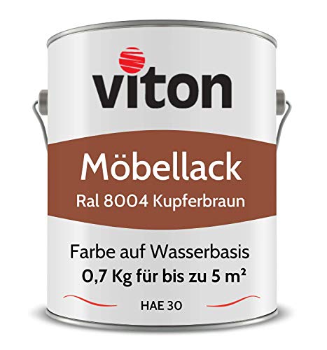 Viton Möbellack - 0,7 Kg - Seidenmatt Braun - Möbelfarbe auf Wasserbasis - RAL 8004 Kupferbraun von Viton