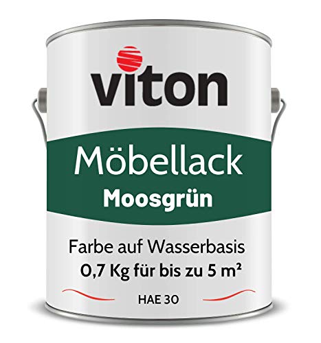 Viton Möbellack - 0,7 Kg - Seidenmatt Grün - Möbelfarbe auf Wasserbasis - RAL 6005 Moosgrün von Viton