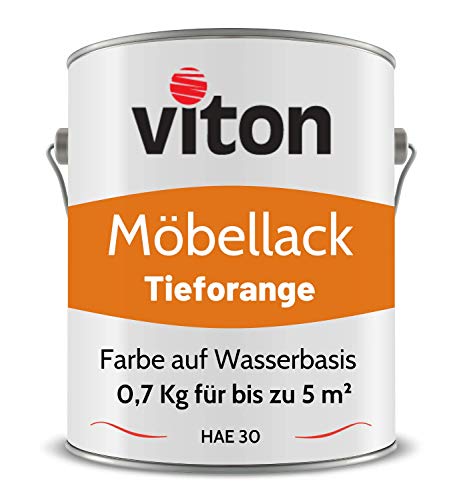 Viton Möbellack - 0,7 Kg - Seidenmatt Orange - Möbelfarbe auf Wasserbasis - RAL 2011 Tieforange von Viton