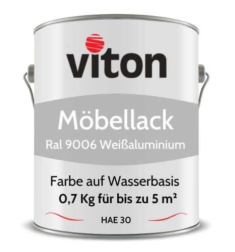 Viton Möbellack - 0,7 Kg - Seidenmatt Silber - Möbelfarbe auf Wasserbasis - RAL 9006 Weißaluminium von Viton
