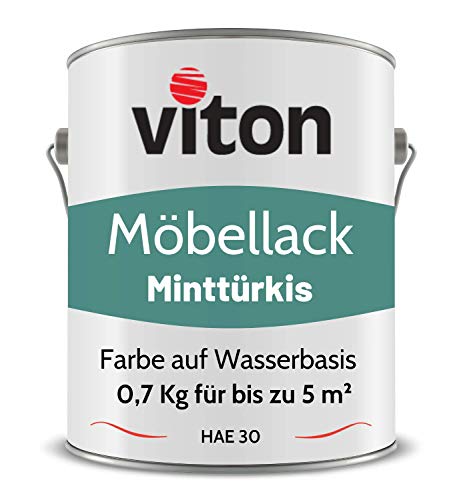 Viton Möbellack - 0,7 Kg - Seidenmatt Türkis - Möbelfarbe auf Wasserbasis - RAL 6033 Minttürkis von Viton