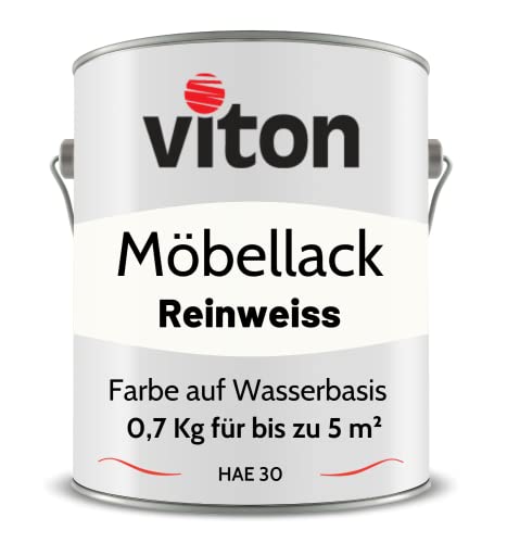 Viton Möbellack - 0,7 Kg - Seidenmatt Weiss - Möbelfarbe auf Wasserbasis - RAL 9010 Reinweiss von Viton