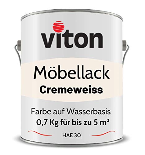 Viton Möbellack - 0,7 Kg - Seidenmatt Weiss - Möbelfarbe auf Wasserbasis - RAL 9001 Cremeweiss von Viton