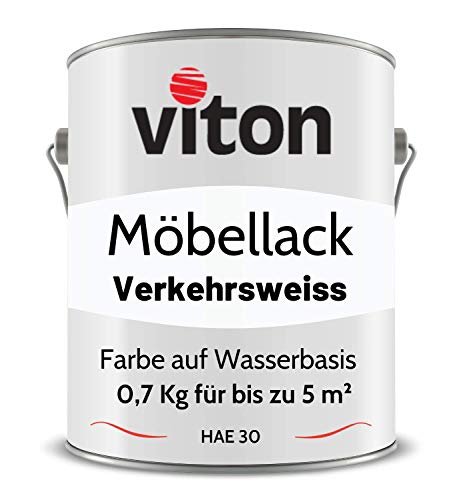 Viton Möbellack - 0,7 Kg - Seidenmatt Weiss - Möbelfarbe auf Wasserbasis - RAL 9016 Verkehrsweiss von Viton
