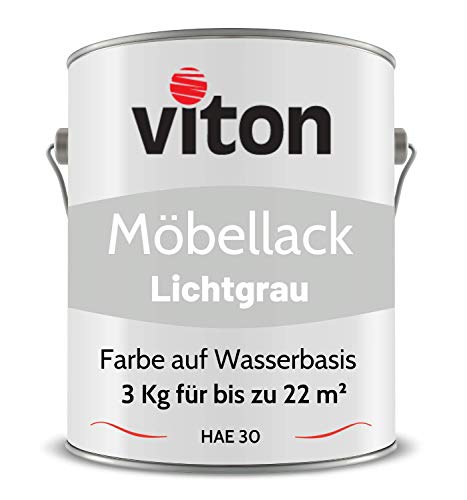 Viton Möbellack - 3 Kg - Seidenmatt Hellgrau - Möbelfarbe auf Wasserbasis - RAL 7035 Lichtgrau von Viton